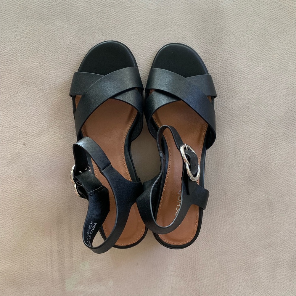 Topshop Double Ring Black Sandals